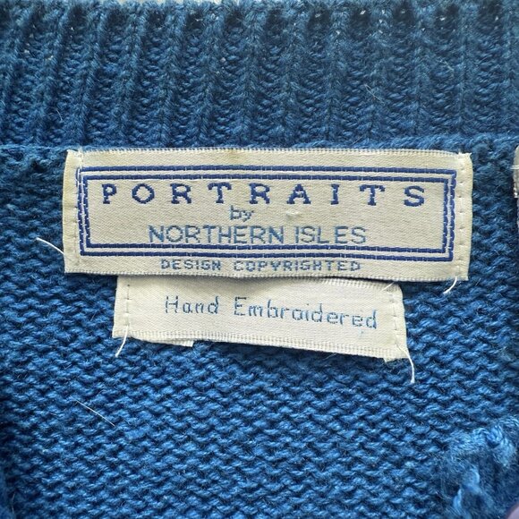 Vintage 90s Northern‎ Isles Hand Embroidered Cardigan Womens Size Medium Coastal - Picture 6 of 8